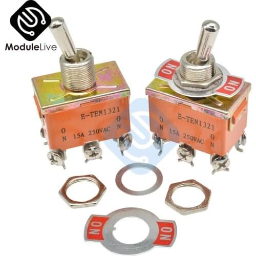 E-TEN1321 12mm Toggle Switch S Double Throw SPDT ON-OFF 250/15A 1/4 Inch Mounting 31*19.8MM 2Positions 6Pins