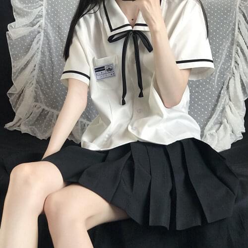 JK Uniform New College Style Summer Short Sleeve Short Thin Japanese Shirt School Girl Uniform