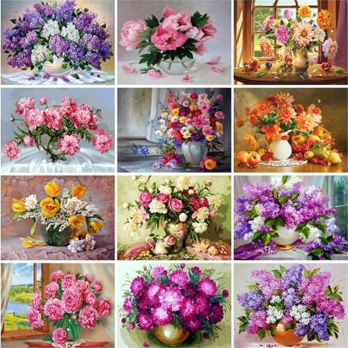 Full Square Diamond Painting Flowers Picture Of Rhinestones Scenery Diamond Embroidery Lilac Flowers Mosaic Art Home Decor Gift