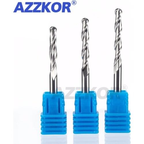 Double-edged Ball End Milling Cutter Tool Alloy CNC AZZKOR Ball Cutter Relief Woodworking Cutter 3.175 4.0 6.0