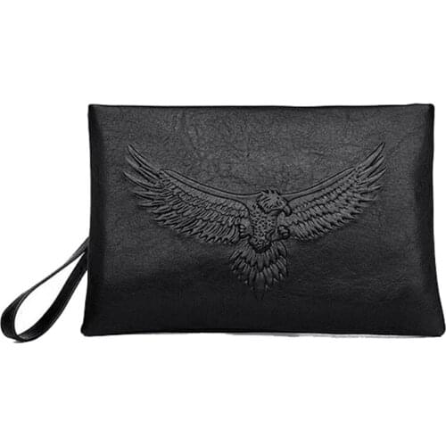 Famous brand designer Mens clutch bag Eagle business casual man bag top PU leather clutch bag ipad envelope bag male briefcase