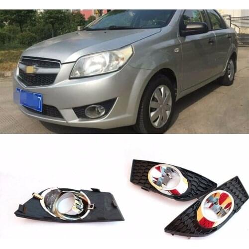 JanDeNing 2pcs Kit Car New Black Front Left + Right Bumper Fog Light Lamp Cover Grille Fit for Chevrolet Lova 2009-2011