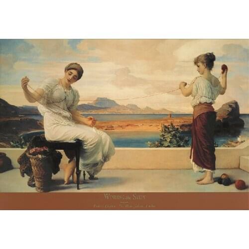 Classical Europe Oil Painting canvas prints picture two sisters Finishing wool bedroom decor art
