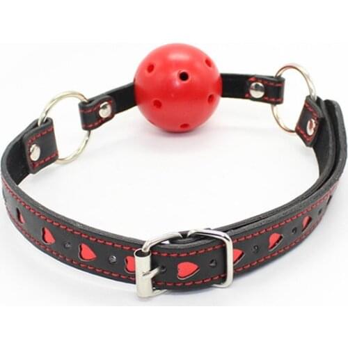Red Ball Adult Fetish products Sex games toys Leather harness bondage Open mouth gag restraint solid silicone for women men