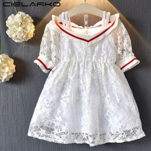 Cielarko White Lace Girls Dress Summer Design Kids Fashion Dresses Holiday Casual Clothing Baby Outfit Children Frock for Girl