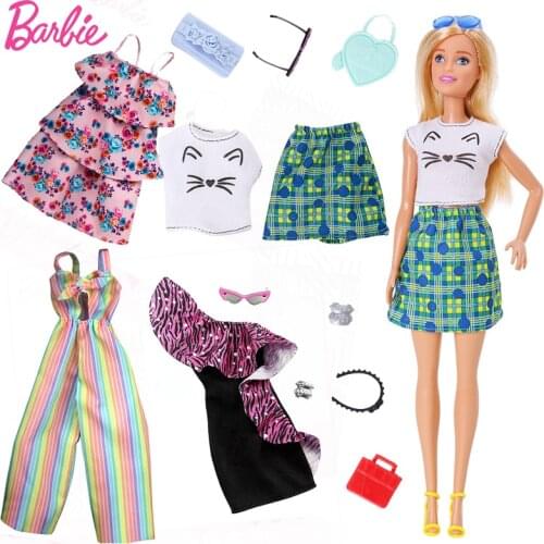 Barbie Original Mix Dolls Fashion Clothe Outfits dress elega Doll Shoes Set Toys For Girls Children Accessories Play House Party