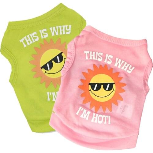 Pet Clothes Summer New Sweet and Cute Print Sunglasses Sunflower Letter Vest Soft Breathable T-shirt Short Sleeve Shirt