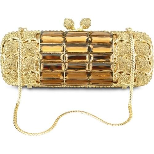 Fashion Women Party Purse Gold Small Flap Luxury Crystal Diamonds Handbags Ladies Shoulder Bag Chain Wedding Evening Clutches