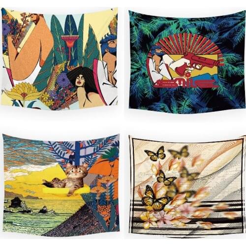 Nordic style abstract oil painting macrame wall hanging tarot tapestry bohemian decor tapestry wall tapestry wall hanging anime