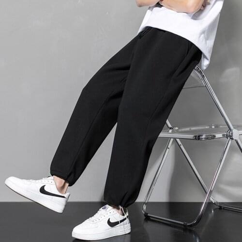 Mens New Casual Sweatpants Hip Hop Streetwear Male Summer Loose Trousers Solid Color Elastic Waist Gym Sport Pants Ankle Banded
