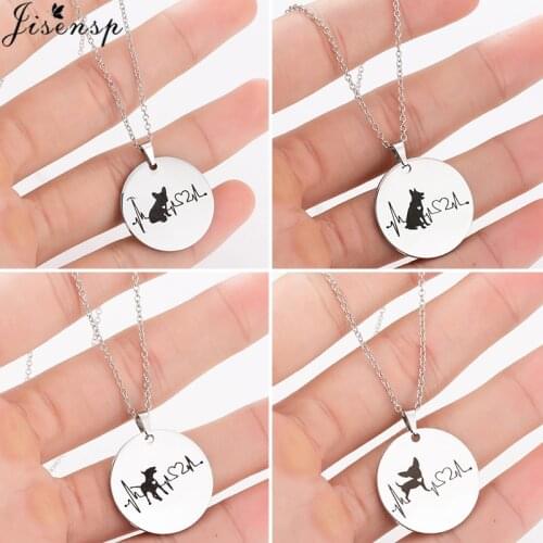 Jisensp Pet Dog Footprint Paw Necklaces Cute Bulldog Dachshunds Chihuahua Necklace Pendant Love my Pet Animal Jewelry Collares