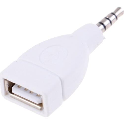 Converter Adapter USB 2.0 Female To 3.5mm Male AUX Audio Car Plug Jack White For Decoration