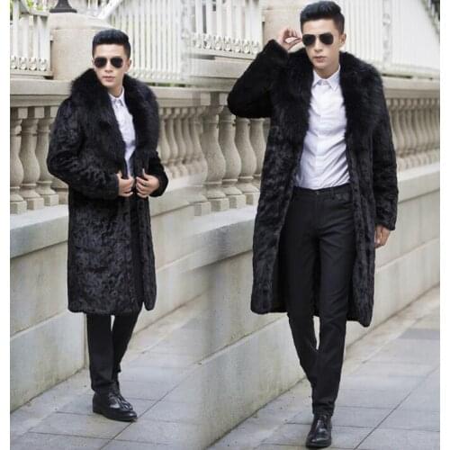 Personalized winter thicken warm mens leather jacket faux mink fur leather coat men slim jackets jaqueta de couro fashion black