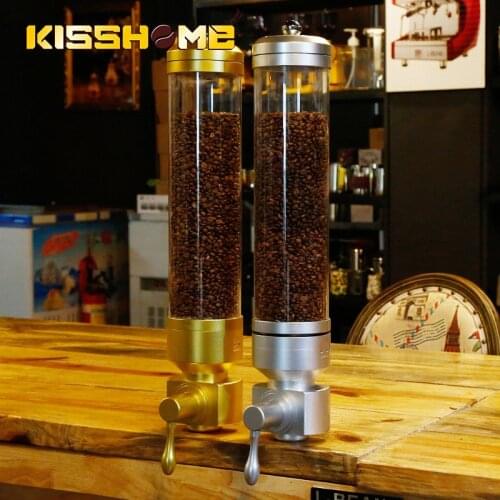 1800g Coffee Bean Dispenser Container Stand Aluminium Alloy & Acrylic Tea Leaves Canister Suspension Wall-mounted Sealed Jar