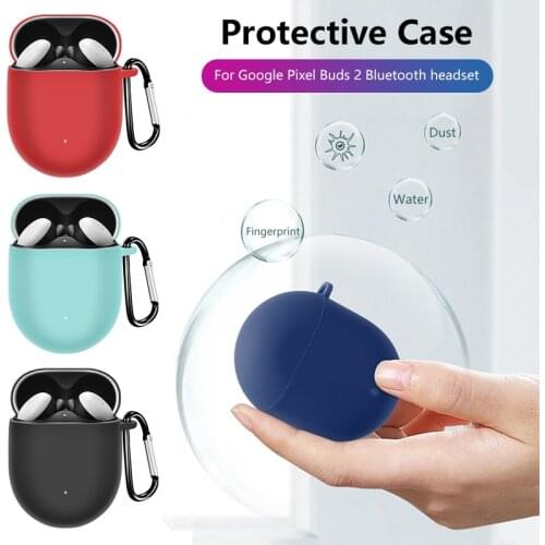 Portable Anti-Scratch Full Cover Silicone Case Earbuds Travel Carrying Case With Carabiner For Google Pixel Buds 2