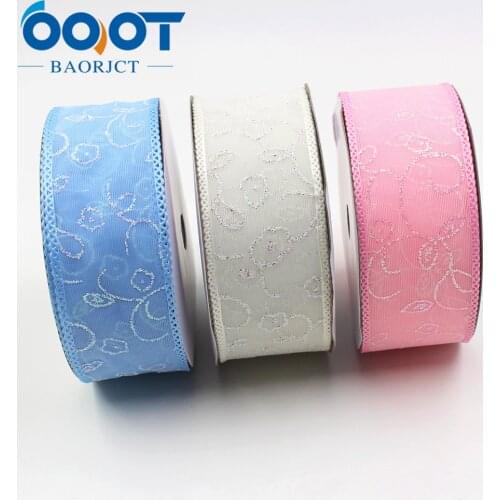 OOOT BAORJCT L-20325-188,38mm 5yards Colored bilateral flower transparent Shining yarn,Wedding Accessories DIY handmade material