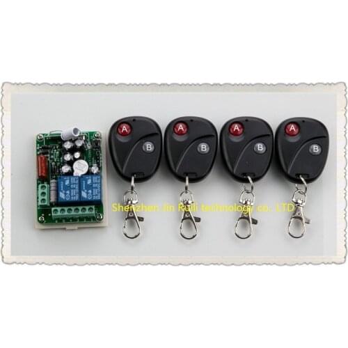 AC 220V 2 CH Wireless Remote Control Switch 1 X receiver and 4 X transmitter with 2 buttons Intelligent household appliances