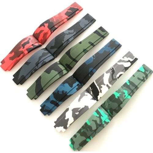 20mm Black Green Blue Red Gray camo silicone Rubber Watchband watch band For Role Strap Daytona Submariner GMT OYSTERFLEX Belt