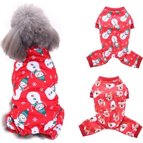 Dog Christmas Fleece Dog Cat Jumpsuit Elk Pattern Printed Costume With Four Sleeves Clothes for Puppy Kitten Clothing