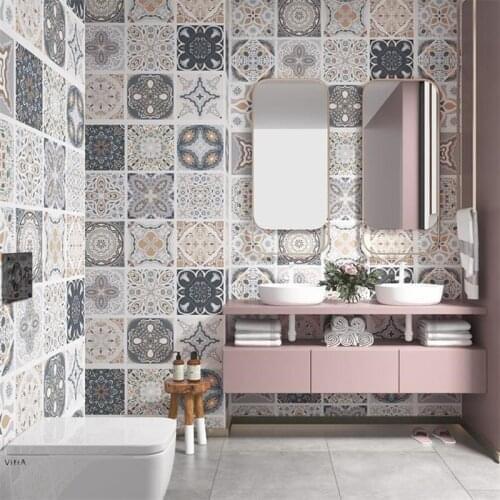 Bathroom Home Waterproof Wall Stickers Kitchen Oil-Proof Wallpapers Self-Adhesive Floor Imitation Tile Papel De Pared Room Decor