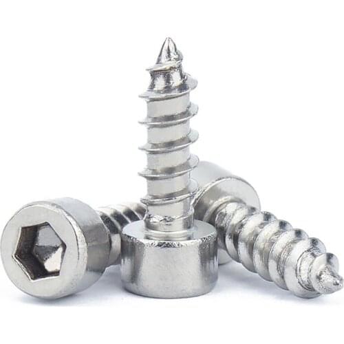 10/50pcs 304 A2-70 Stainless Steel Allen Hex Hexagon Socket Cap Head Self-tapping Screw M2 M2.6 M3 M3.5 M4 Furniture Wood Screw