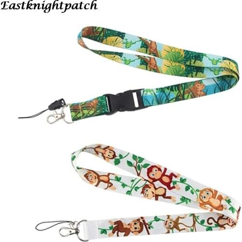 E2823 Cartoon Monkey Lanyard For Phones USB Flash Drives Key Keychains ID Card Name Tag DIY Kids Hang Rope