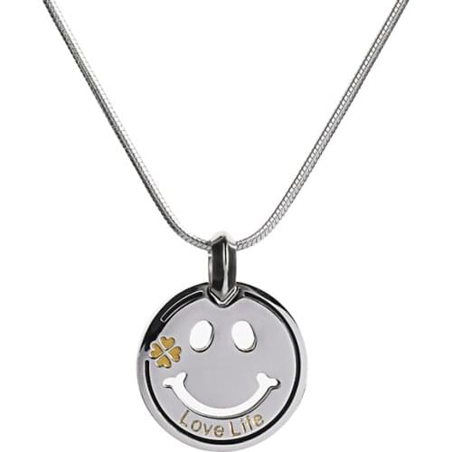 Smiley Necklace Smile Lucky Korean Style Hip Hop Pendant Hiphop Student Simple Personalized All-Match Accessories