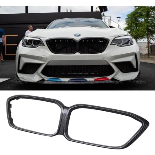 Carbon Fiber Front Center Grills Frame Cover Replacement For BMW F87 M2 M2C 2018-2020 Car Styling
