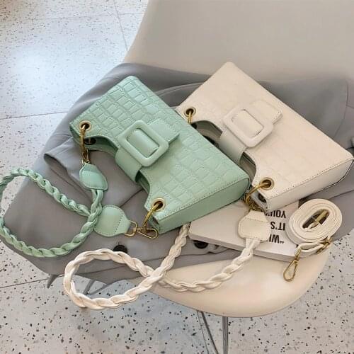 Alligator Leather Handbags Luxury 2021 Summer Braided Strap Underarm Shoulder Bag Mini Brands Crossbody Bag Sac De Luxe Femme