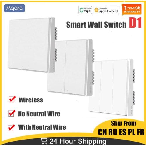 Xiaomi Aqara D1 Wall Switch Smart ZigBee Wireless Key Zero Line Fire Wire Light Switch Remote Control No Neutral Work For MiHome