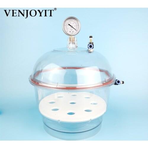 150MM Polycarbonate Plastic Vacuum Dryer Laboratory Dessicator Dryer Vacuum Drying Storage Double Valve with Pressure Gauge
