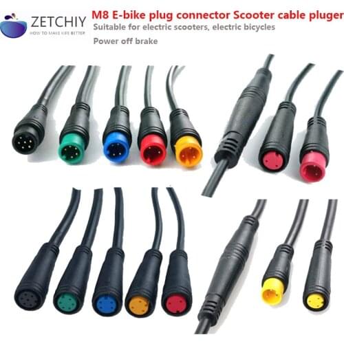 M8 Electric bicycle E-bike waterproof plug connector Scooter brake cable pluger signal connect cut off power sensor 2 3 4 5 6pin