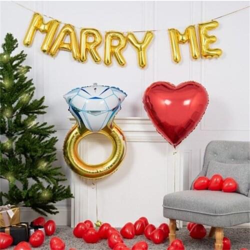 7pcs 16Inch Gold Silver Letter Foil Balloons MARRY ME Valentines Day Engagement Party Wedding Decoration Air Inflatable Balloon