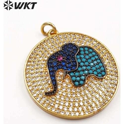 WT-MP096 Wholesale Custom Lovely Cubic Ziconia Paved Pendant With Elephant Pattern Sparkly Electroplated For Women Gift