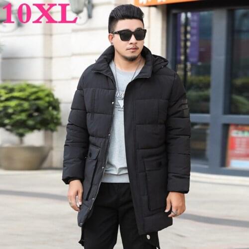 Plus size 10XL 9XL 8XL Parka for men new winter hooded jacket for men Long jacket solid color coat parkas youth clothing