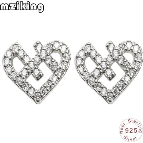 Mziking 2020 New s925 Sterling Heart Earrings for Women Zircon Stud Earrings Ear Earing Brincos Wedding Valentines Day Jewelry