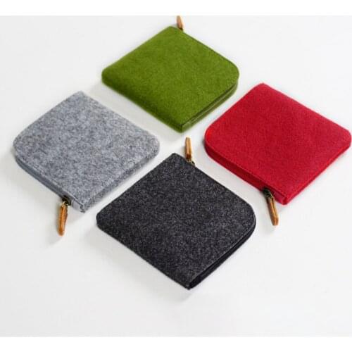 High Quality 1Pc Women Girls Cute Felt Fashion Coin Purse Wallet Zipper Bag Change Pouch Key Card Holder Money Coin Bags 4 Color