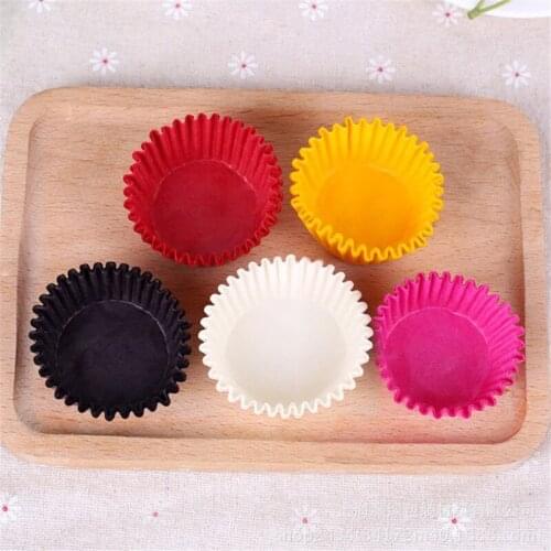 1000Pcs Mini size Chocalate Paper Liners Baking Muffin Cake Paper Cups Cake Forms Cupcake Cases Solid Color Party Tray Cake Mold