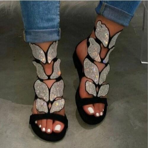 2021 Rhinestone New Women New Soft-slip Non-slip Sandals Foam Sole Durable Sandals Ladies Outdoor Beach Fashion Roman Sandals