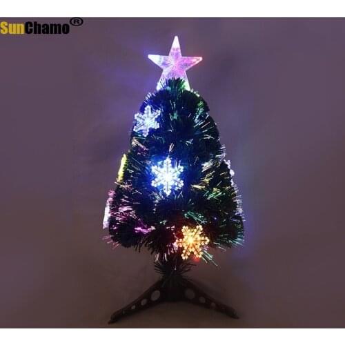 2021 Snowflakes Christmas Fiber Tree Gift LED Lights Xmas Artificial Tree Ornaments for Home Office Store Hotel Festival Decor