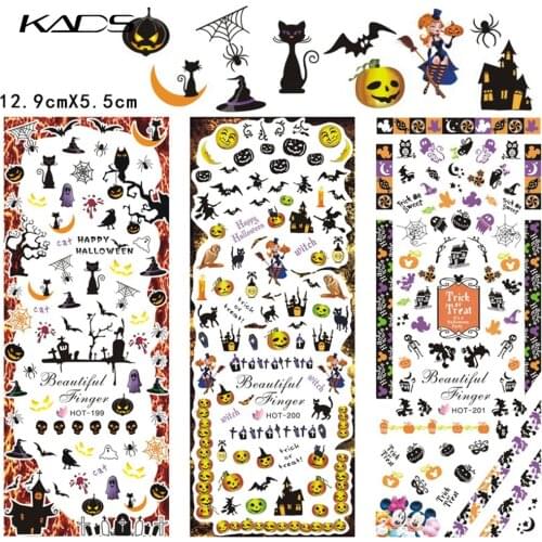 3sheet/set Halloween Water decal Nail Sticker Nail Art Decals Water Transfer sticker Tips stickers for nails accessories slider