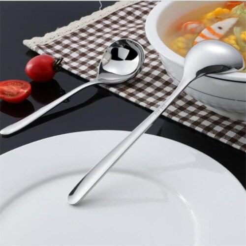 304 Stainless Steel Spoons With Long Handle Korean Soup Spoon Dinner Spoons Rice/Salad Tableware