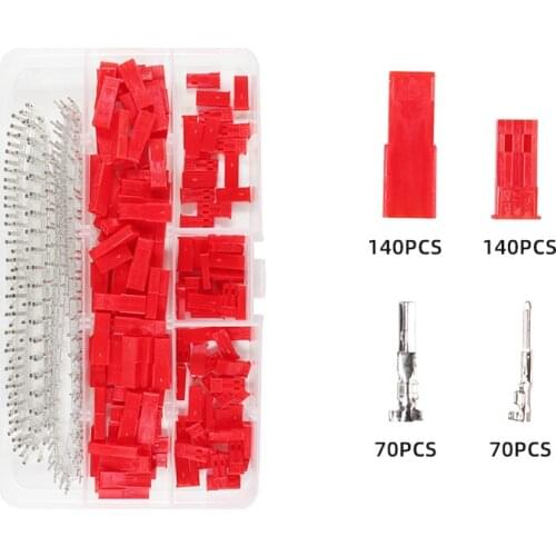 420PCS SYP male and female bare terminals SYP-2P combination Pin Way Cable Plug Electrical Connectors Header Red Housing