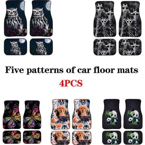 AIMAAO 3D animal print car floor mat universal front / back 4-piece full set pet SUV truck pad blue