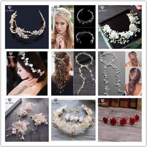 CC Wedding Hair Accessories For Bridal Headbands Hairbands 100% Handmade Engagement Jewelry Crystal Flower Shape romantic fine