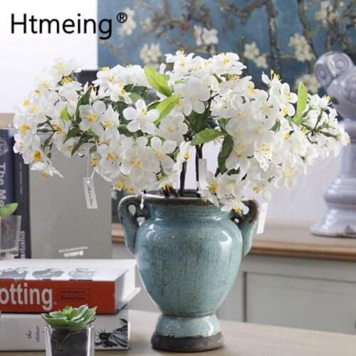 33cm Long Artificial Silk cherry blossom Flowers for Wedding Centerpieces Arrangement Floral Decorations Supplies 1PCS