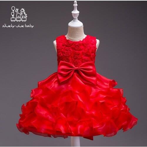 Kids Dresses Girls Clothes Party Applique Fluffy Princess Dress birthday Dress Baby Girl Christmas Baptism Christening Gown