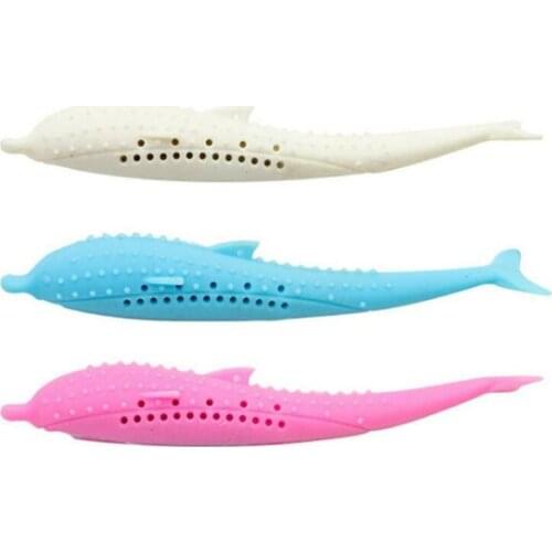 Pet Cat Silicone Catnip Fish Toy Cat Nip Chew Toy Silicone Dolphin Molar Toy Built In Cat Mint Bag