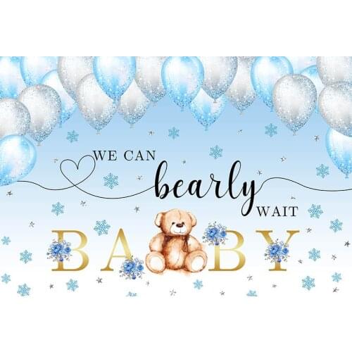 Mehofond Boy Baby Shower Newborn Baby Portrait Photography Backdrop Blue Balloon Toy Bear Decor Photo Studio Photozone Banner