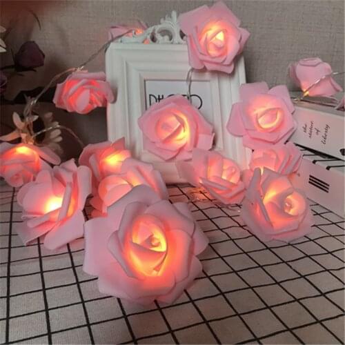 Warm 5M 28 LED Foam Rose Flower Fairy Christmas Lights Holiday String Lights Valentine Wedding Party Home Garden Decoration Lamp